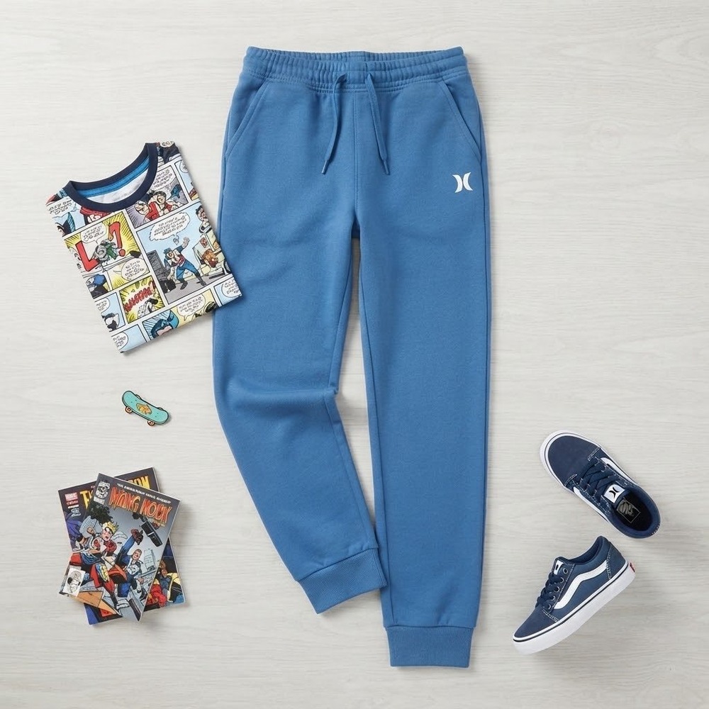 Hurley Boys Blue Fleece Jogger Sweatpants Size XL 18/20 Drawstring Pockets